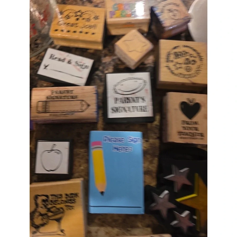 Teacher Homeschool. Classroom. 34 Random.Stamps Class Jar With Lid. Student